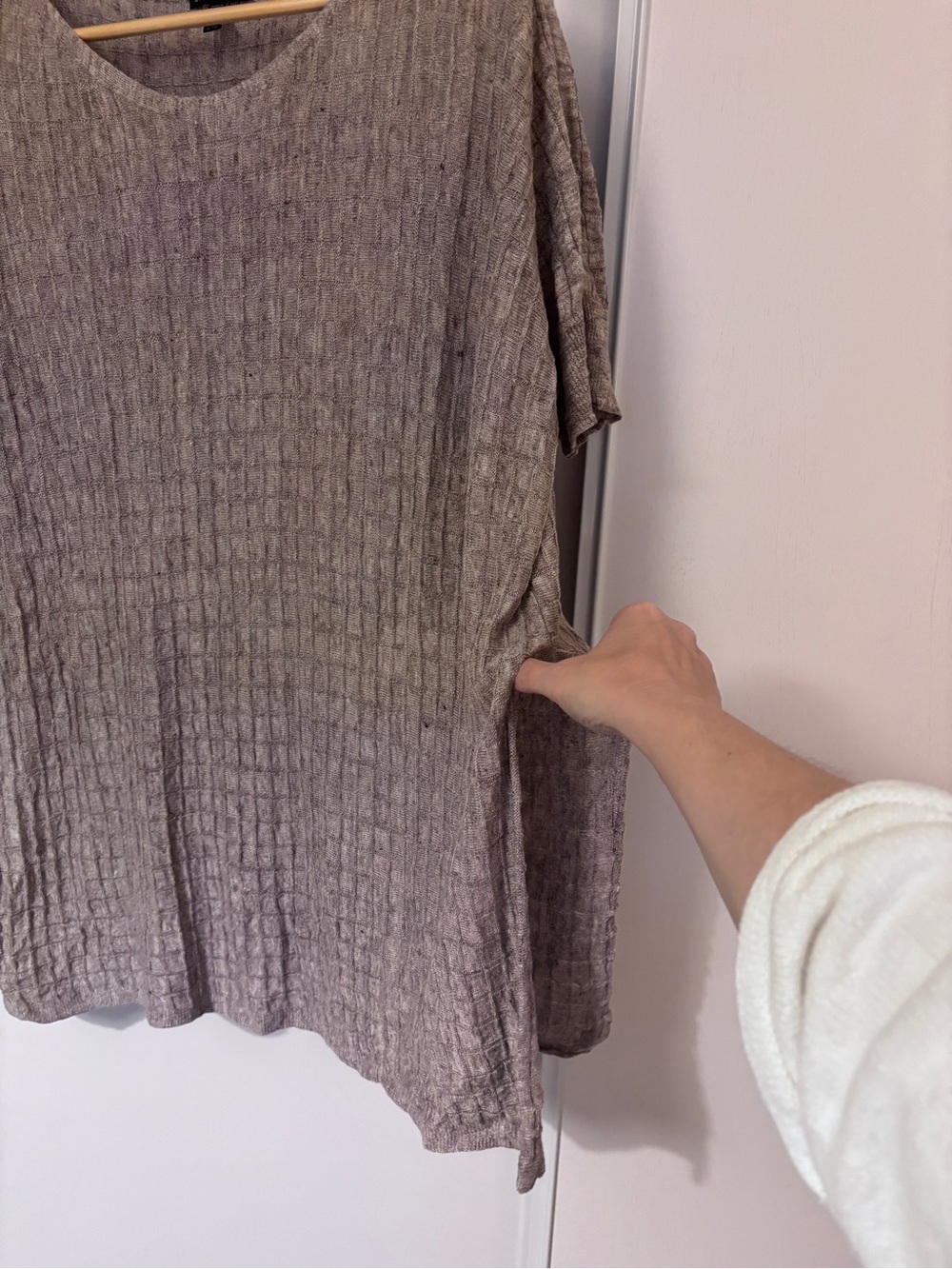 Eileen Fisher Tunic Size XL Waffle Texture Tan Brown Comfort Oversized Timeless - Picture 5 of 10